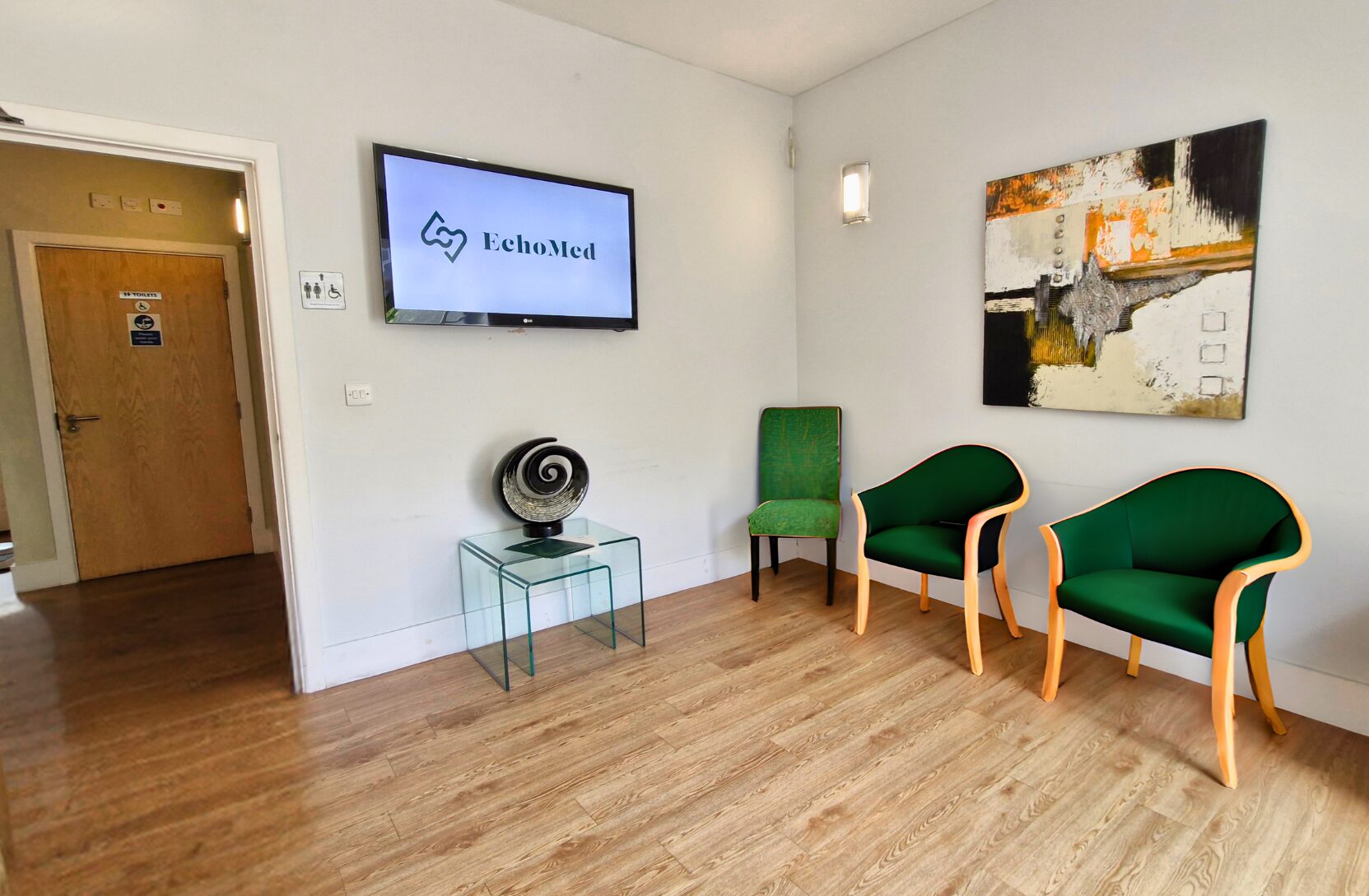 A heart scan clinic waiting room.