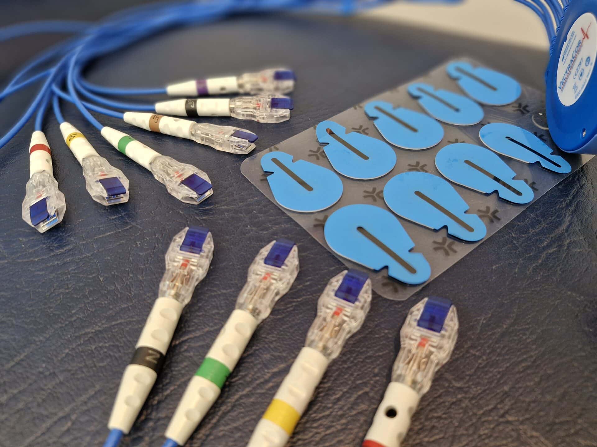 The equipment and connections used to complete a CT scan.